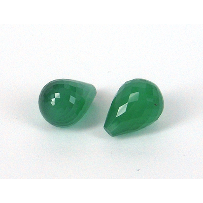Green Onyx Faceted Briolette 10x14mm PAIR