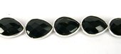 Sterling Silver /Onyx Faceted Flat Teardrop 18x13mm EACH-beads incl pearls-Beadthemup