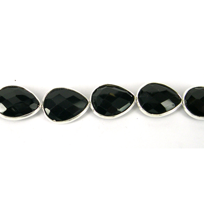 Sterling Silver /Onyx Faceted Flat Teardrop 18x13mm EACH