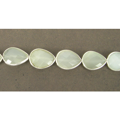 Sterling Silver /Chalcedony White Faceted Flat Teardrop 18