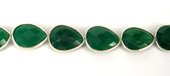 Sterling Silver /Green Onyx Faceted Flat Teardrop 18x13mm-beads incl pearls-Beadthemup