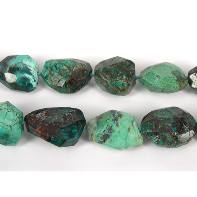 Chrysocolla Faceted Nugget 28x24mm beads per strand 1