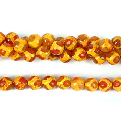 Agate Orange Faceted Round 12mm beads per strand 32Beads