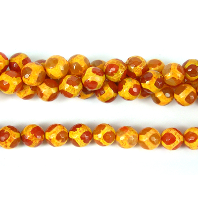 LAST STRAND Agate Orange Faceted Round 12mm beads per strand 32Beads