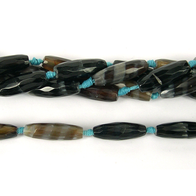 Agate Brown Grey Olive 28x10mm beads per strand 11Beads