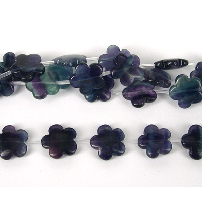 Flourite Flat Flower 20mm bead