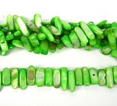 Green Mother of Pearl C/Drill 28x8mm strand-beads incl pearls-Beadthemup