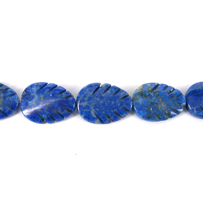 Lapis Carved Leaf 15x20x5mm Pair