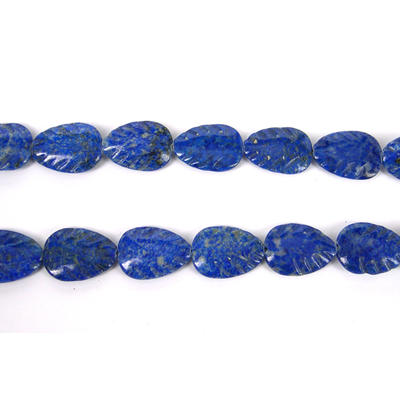 Lapis Carved Leaf 13x8x4mm Pair