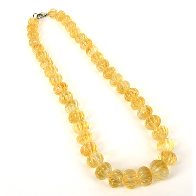 Citrine Carved Graduated Rondel strand 454.1