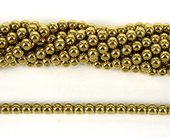 Hematite plated  Gold Colour 4mm Round beads per strand 100-gold oval connector-Beadthemup