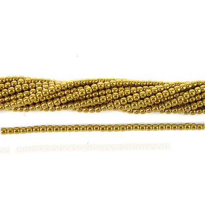 Hematite plated  Gold Colour Polished Round 2mm/2