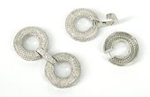 Rhodium  plate brass CZ Clasp 50x24mm round-findings-Beadthemup