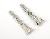 Rhodium  plate brass CZ Connector 46x13mm-findings-Beadthemup
