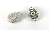 Rhodium  plate brass CZ Bead Teardrop 14x10mm-findings-Beadthemup