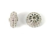 Rhodium  plate brass CZ Rondel 7x13mm-findings-Beadthemup