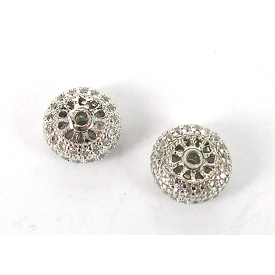 Rhodium  plate brass CZ Rondel 5x9mm