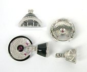 Rhodium  plate brass CZ Connecter 46x30mm w/enamel-findings-Beadthemup