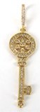 Gold Colour Plate Brass CZ Pendant Key 43mm-findings-Beadthemup