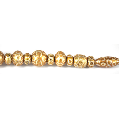 Glass Bead Mix Gold 22cm strand 17Beads