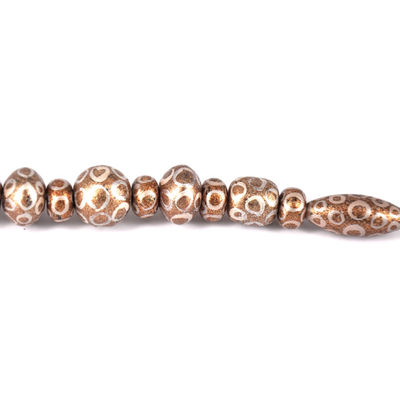 Glass Bead Mix Brown 22cm strand 17Beads