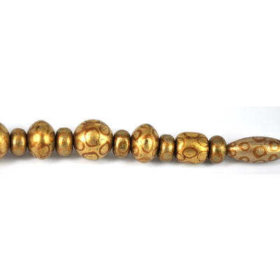 Glass Bead Mix Dark Gold 22cm strand 17Beads