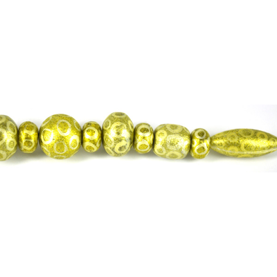 Glass Bead Mix Lime 22cm strand 17Beads