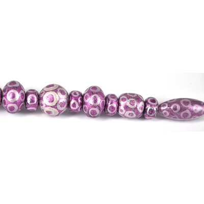 Glass Bead Mix Fuschia 22cm strand 17Beads