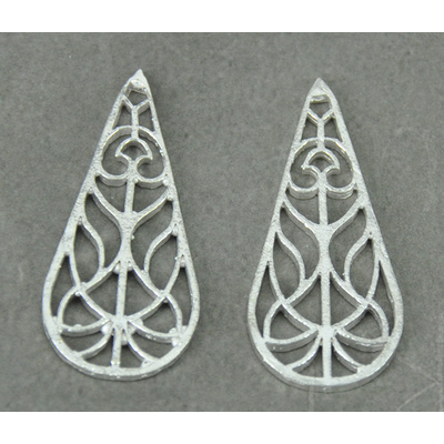 Sterling Silver plt Copper Connecter Teardrop 40mm 4 pack