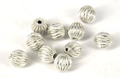 Sterling Silver plt Copper Bead Grooved 9mm round 10-beads-Beadthemup