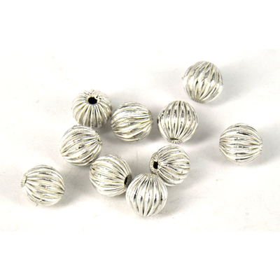 Sterling Silver plt Copper Bead Grooved 9mm round 10