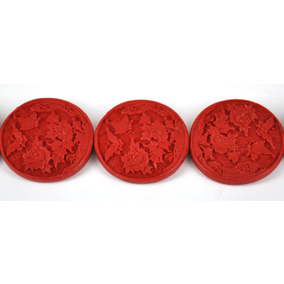 Cinnabar bead flat round 48mm EACH