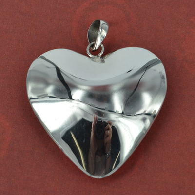 Sterling Silver 35mm heart pendant