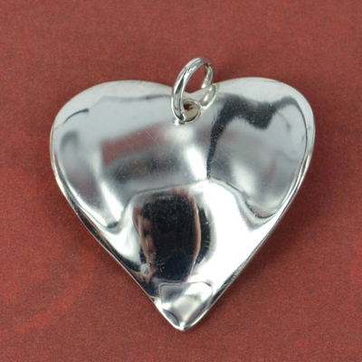 Sterling Silver Pendant Twist Heart heavy 21mm