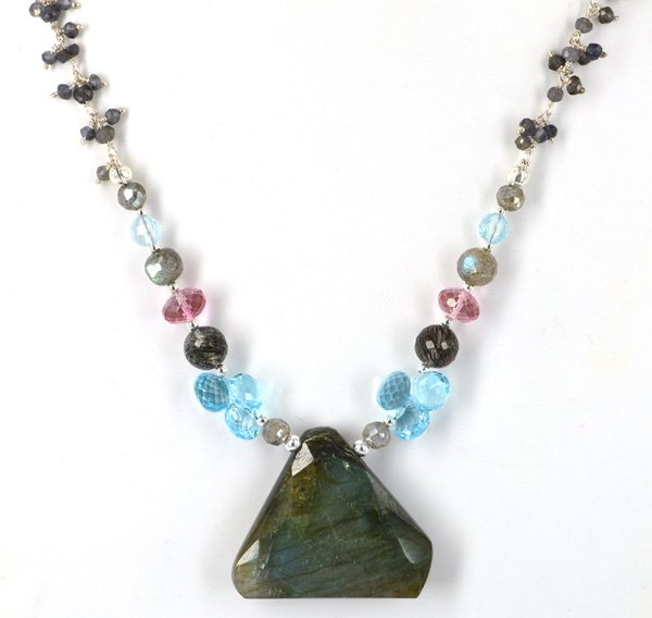 Sterling Silver Labradorite gemstone Necklace - Necklace Gemstone ...