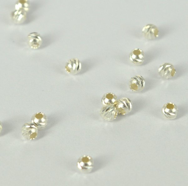 Sterling Silver Bead Round Corrgtd 2mm 20 pack Bead Findings925