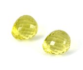 Lemon Quartz 13x15mm Faceted  Briolette Pair-beads incl pearls-Beadthemup
