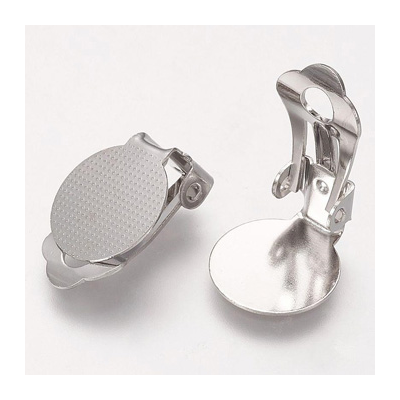 Base Metal Earring Clip on with 12mm Tab 4 pair silver colour