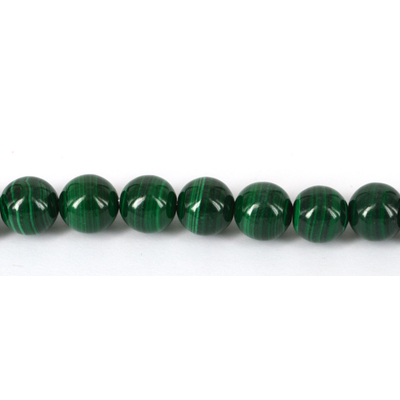 Malachite Natural Polished Round 10mm strand approx 37 beads