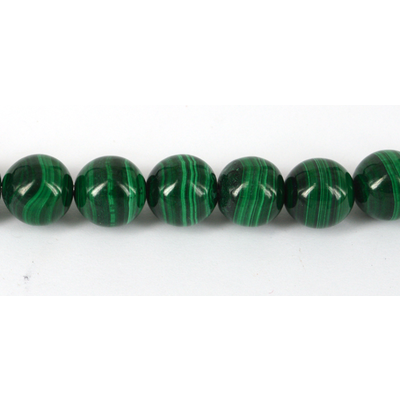 Malachite Natural Polished Round 12mm strand